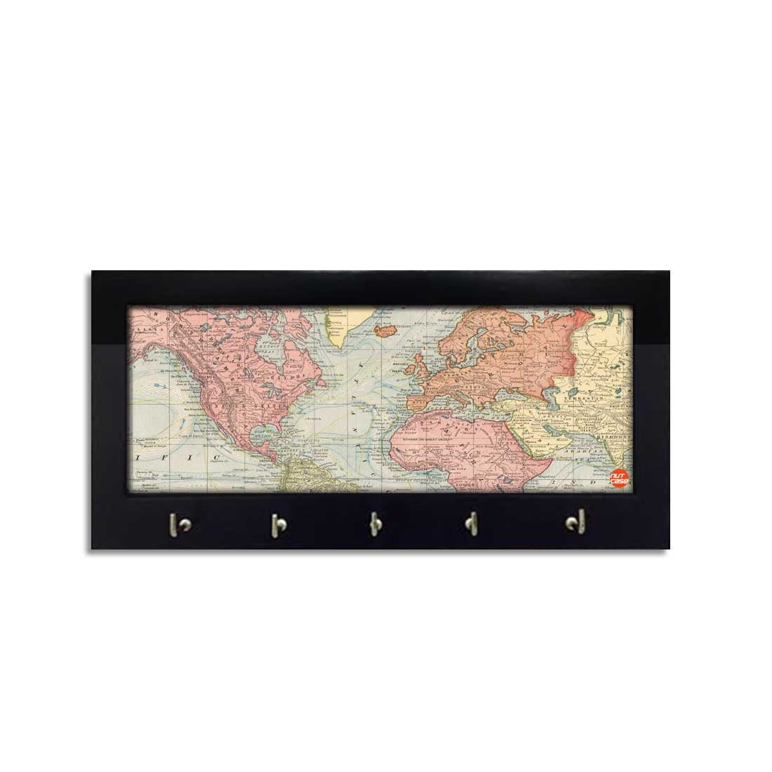 Key Holder for Wall Home & Office Keys Organizer - Map Gloab