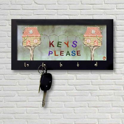 Home Key Holder for Wall With 5 Hooks - Birds Home