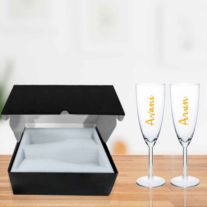 Customized Champagne Glasses With Name Gift for Couples - Add Names