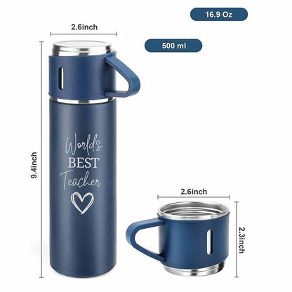 Coffee Flask 500ml Stainless Steel Thermos with 3 Cups-Perfect Teacher Day Gift