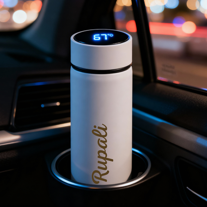 Custom Coffee Flask Thermal for Tea with Temperature Display - Add Name