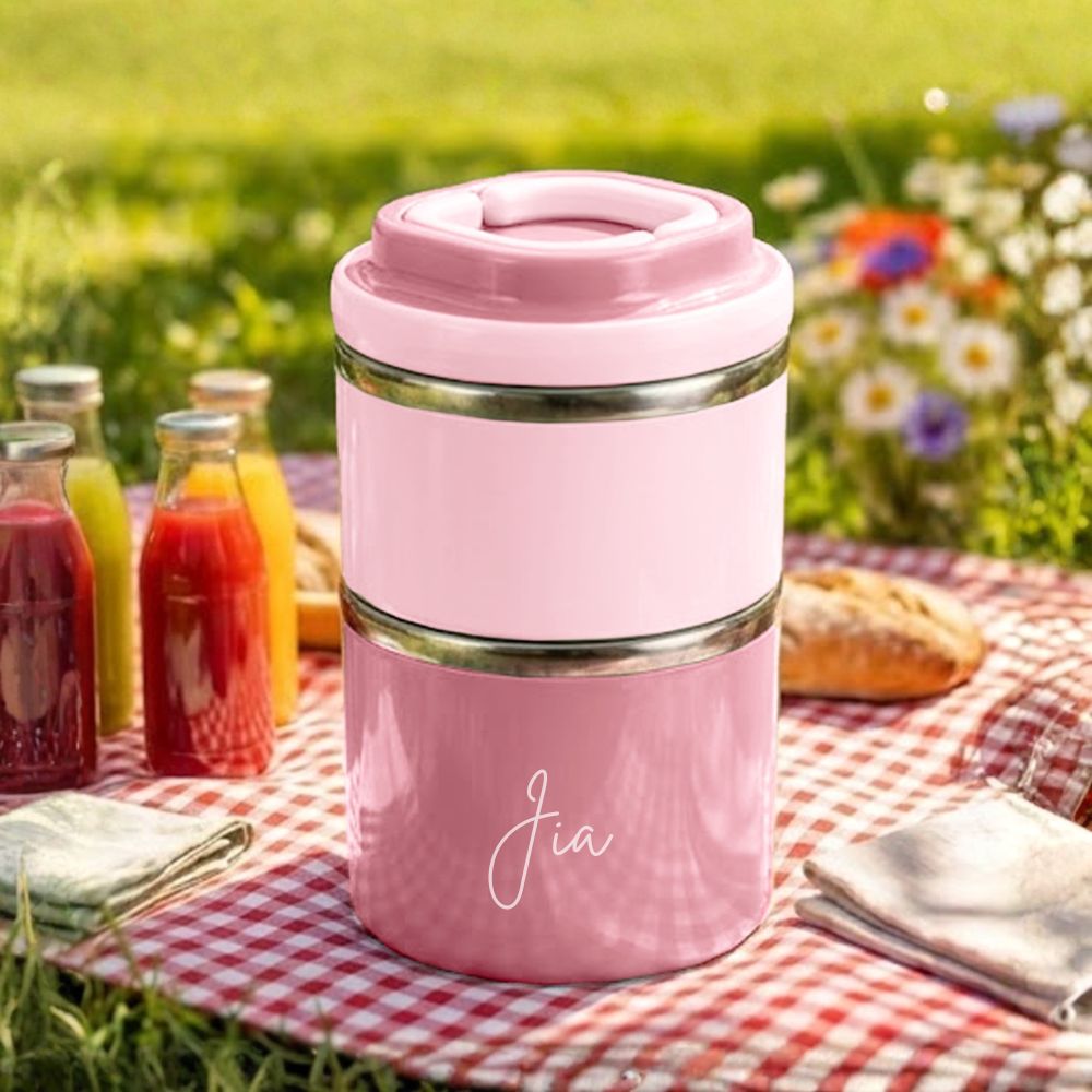 Customised Tiffin Box | 2-Layer Stainless Steel Lunch Box for Kids | BPA Free | Food Grade | Leakproof