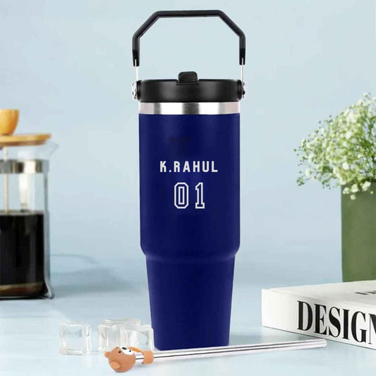 Personalized Tumbler Cricket Name & Jersey  – 900ml Vacuum Insulated Stainless Steel Bottle with Carry Handle