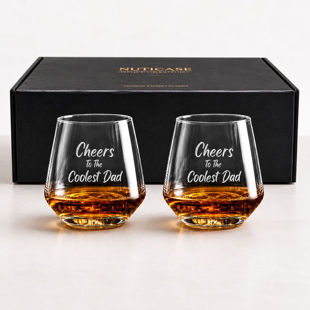 Personalized Father’s Day Gift Whiskey Glass Set – Custom Engraved Luxury Crystal Tumblers