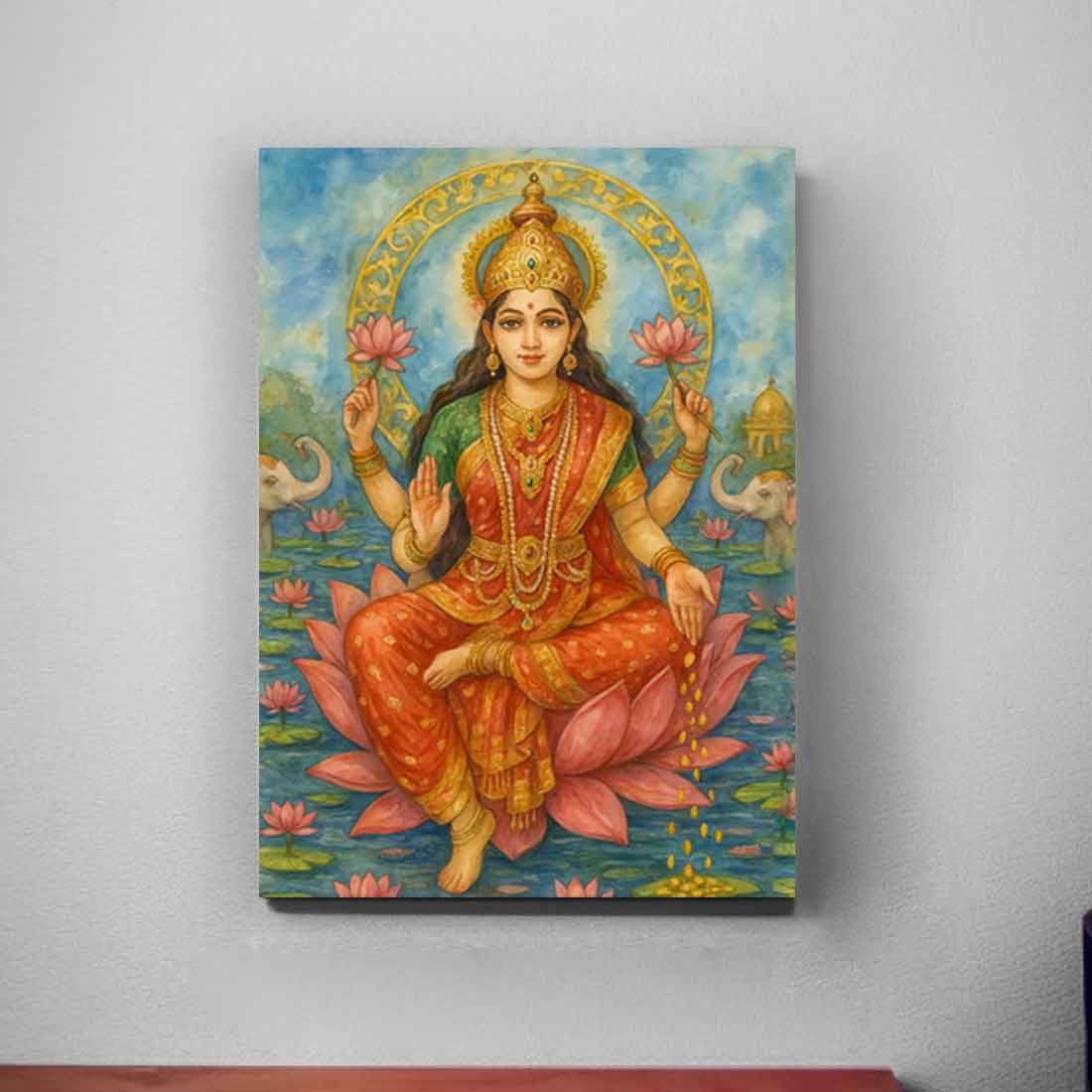 Laxmi Photo Frame with LED Light – Divine Wall Décor for Home Temple & Festive Gifting