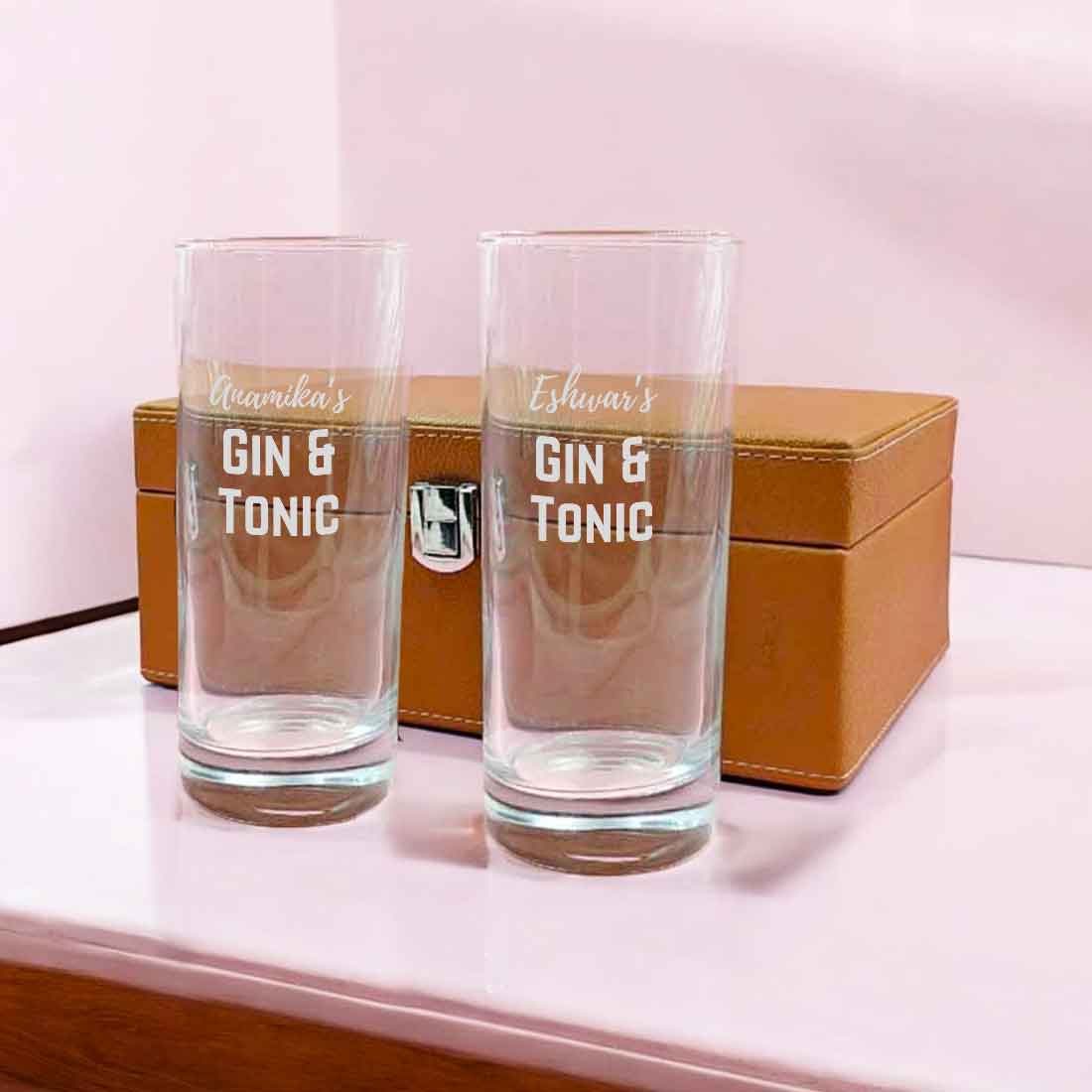 Cocktail Glassware Personalized Highball Glasses - Gin & Tonic