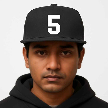 Black Hip Hop Cap for Men – Personalized Flat Brim Cap with Name, Number