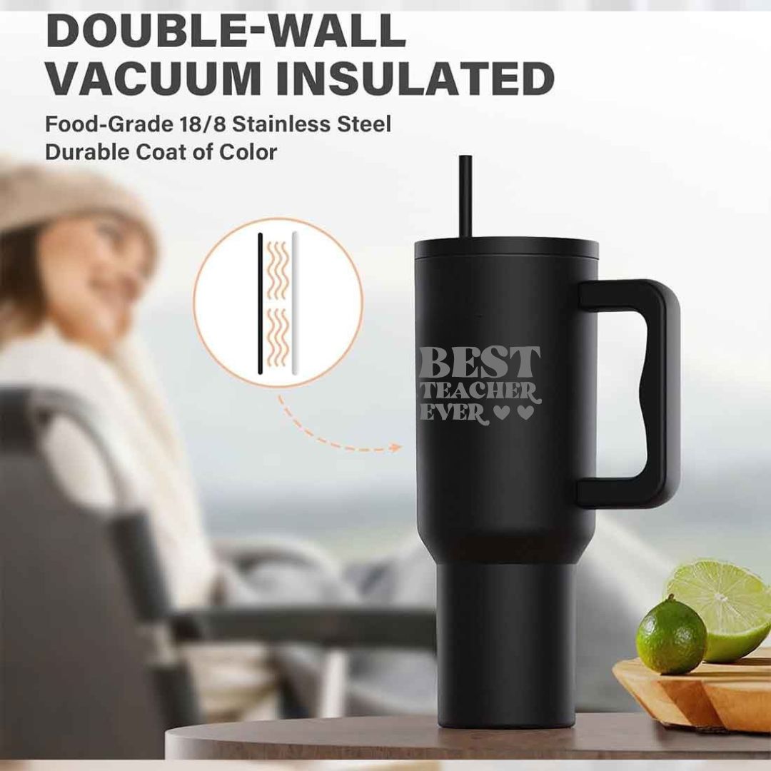 Teacher Day Gift Insulated Tumbler 1200ml with Straw and Lid Large Travel Cups