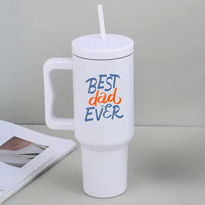 Father’s Day Mug for Dad-1200ml Insulated Coffee Tumbler with Straw & Lid - Best Dad Ever