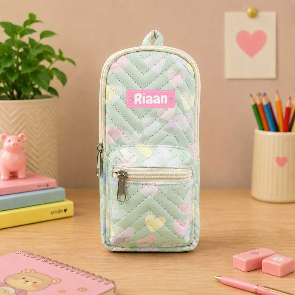 Custom Pencil Pouch with Dual Pockets & Name Personalization | Birthday Gift for Kids | PU Leather