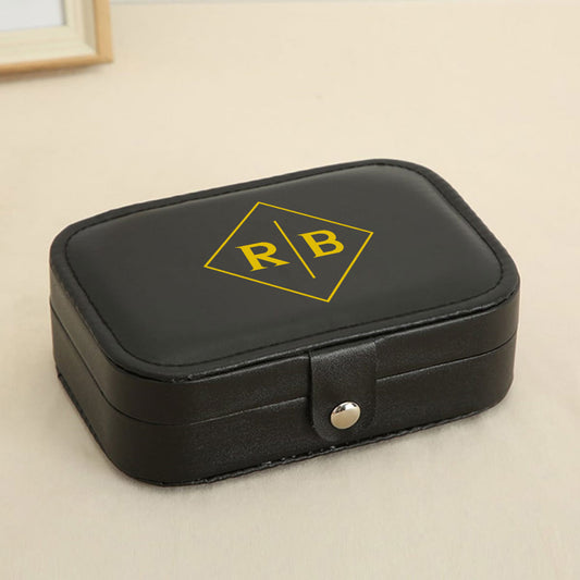 Black Personalized Jewellery Box Portable Travel Trinklet Organizer 