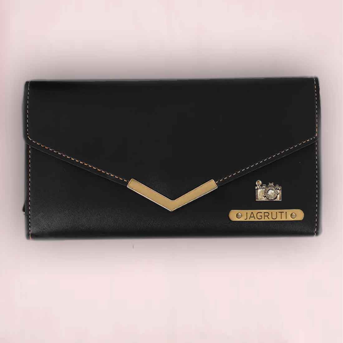 Womens Personalised Wallet with Charms - Faux Leather Clutch Purses for Ladies