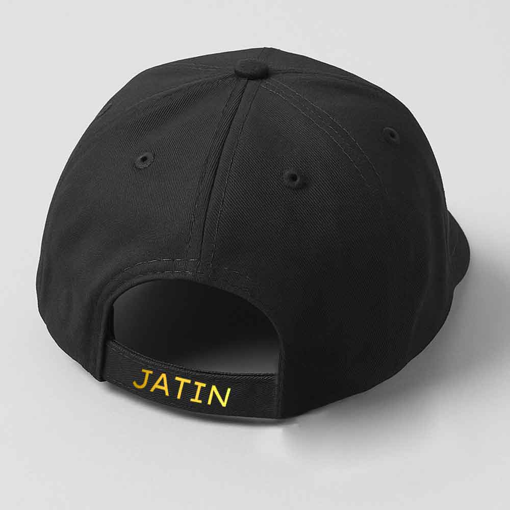 Black Hip Hop Cap for Men – Personalized Flat Brim Cap with Name, Number