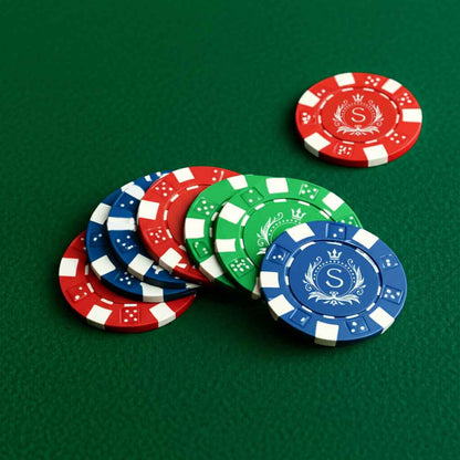 Premium Ceramic Chips for Poker - Personalized Casino Coin with Playing Cards Non-Tearable & Waterproof (100/200/300 in 5 Colors-colors may vary as per availability)