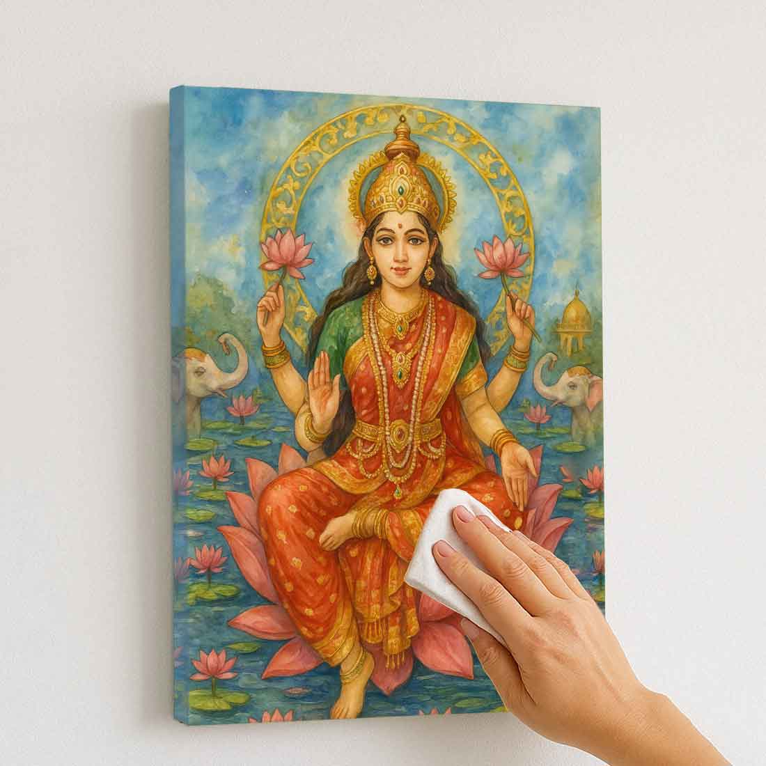 Laxmi Photo Frame with LED Light – Divine Wall Décor for Home Temple & Festive Gifting