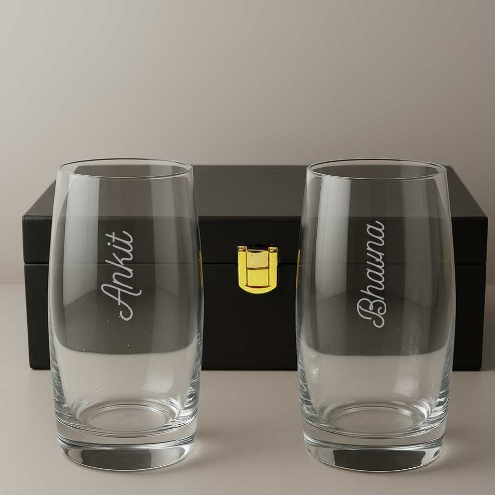 Engraved Tall Glassware - Premium Glass for Cocktail, Water, Juice