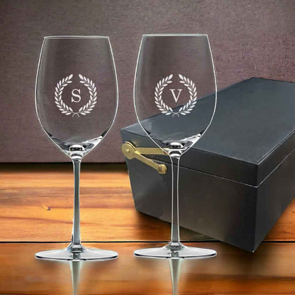 Personalized Wine Glass with Engraving Wine Glasses with Monogram - Floral