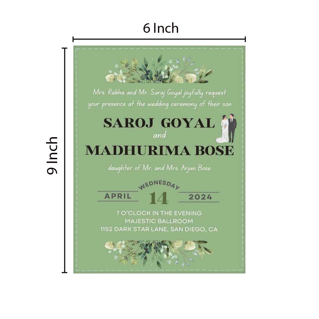 Wedding Card Design Invitation - Customized Shadi Card Design-6x9 Inches (Acrylic or Satin on Paper Board)(25 pcs)