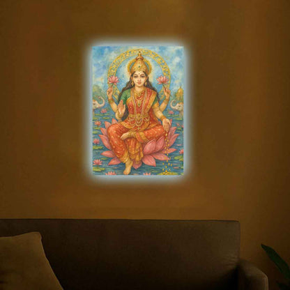 Laxmi Photo Frame with LED Light – Divine Wall Décor for Home Temple & Festive Gifting
