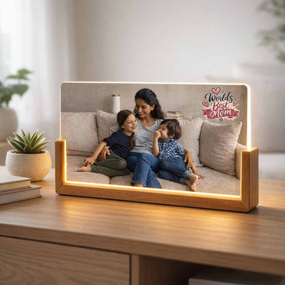 Personalized LED Photo Lamp for Mom – Premium Acrylic Photo Lamp with Wooden Base