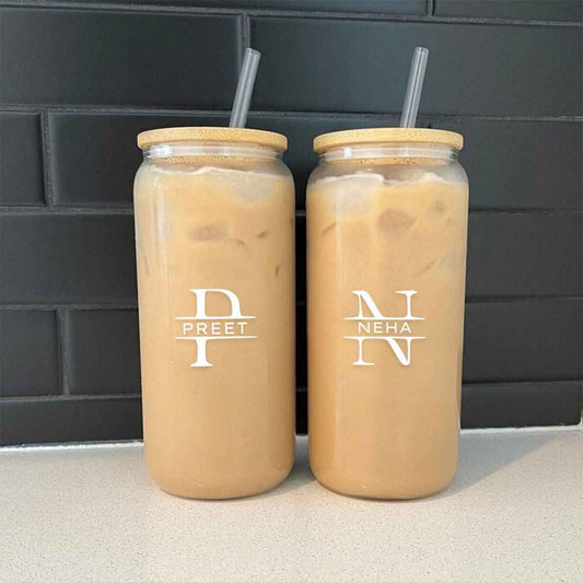 Nutcase Customized Glass with Lid and Metal Straw