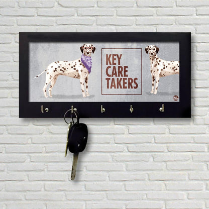 Key Holder Hanger for Wall Decor With 5 Hooks -  Black Spot Dog