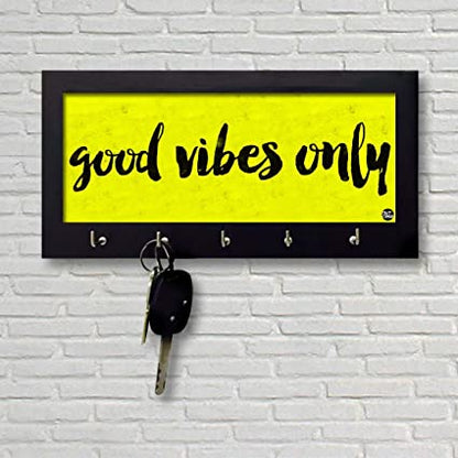 Wooden Wall Decor Key Holder for Keys Organizer - Good Vibes