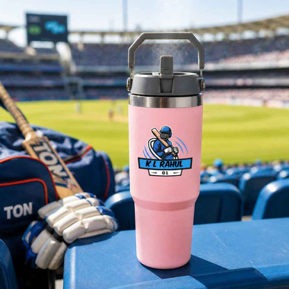 Customised Sipper Tumbler for Cricket Lovers – 900ml Stainless Steel Vacuum Insulated Bottle with Handle
