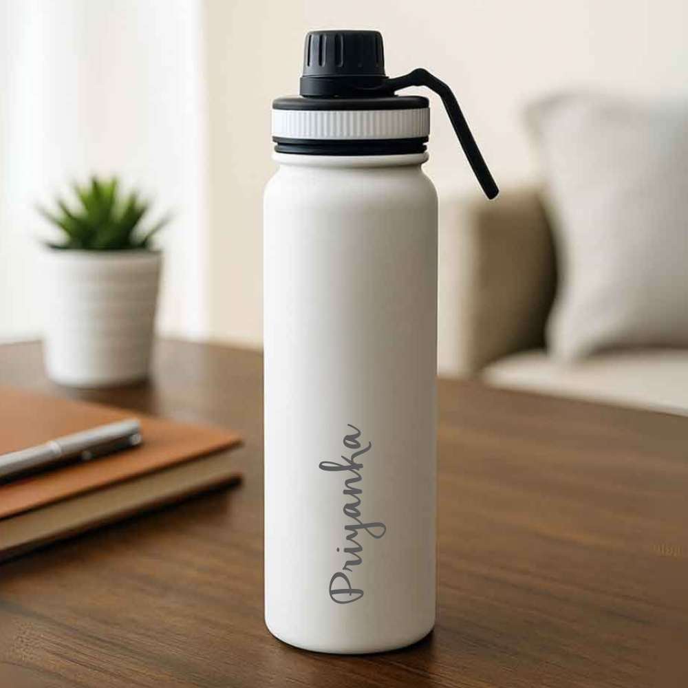 Nutcase Customized Water Bottle with Name 800ml Double Insulated Stainless Steel Bottles - Keeps Water Hot/Cold for Hours
