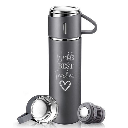 Coffee Flask 500ml Stainless Steel Thermos with 3 Cups-Perfect Teacher Day Gift