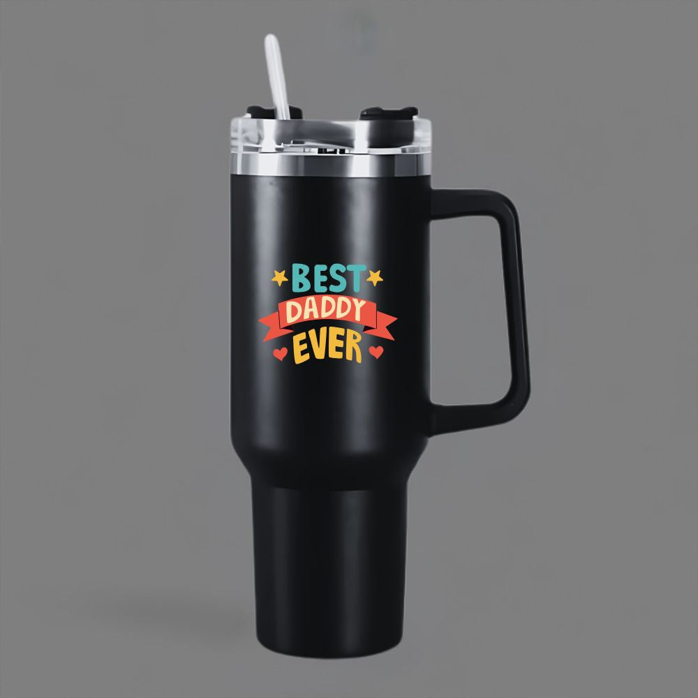 Father’s Day Mug for Dad-1200ml Insulated Coffee Tumbler with Straw & Lid - Best Dad Ever