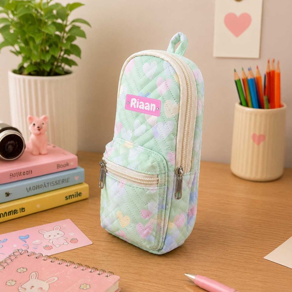 Custom Pencil Pouch with Dual Pockets & Name Personalization | Birthday Gift for Kids | PU Leather