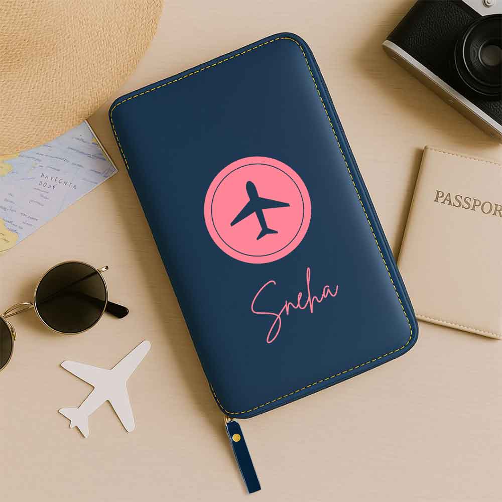 Personalized Travel Wallet with Card Slots & Luggage Tag Set
