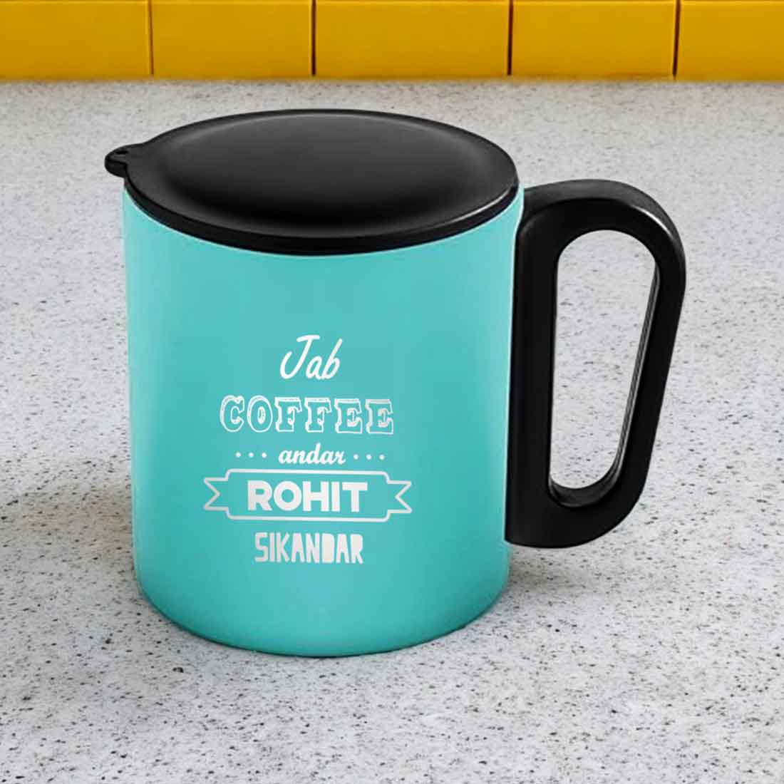 Personalized Coffee Mug with Lid - Insulated Stainless Steel Coffee Cup