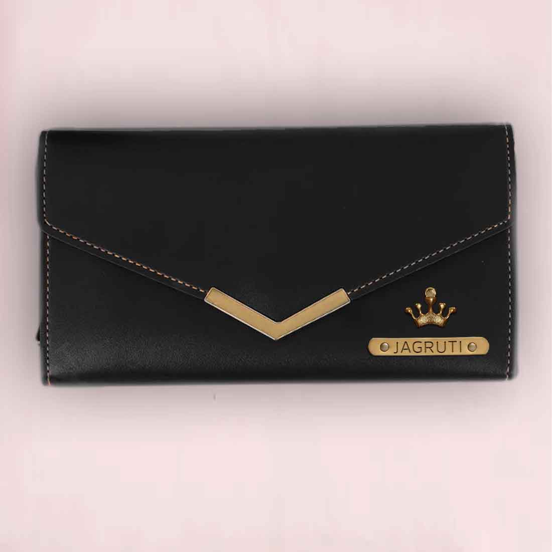 Womens Personalised Wallet with Charms - Faux Leather Clutch Purses for Ladies