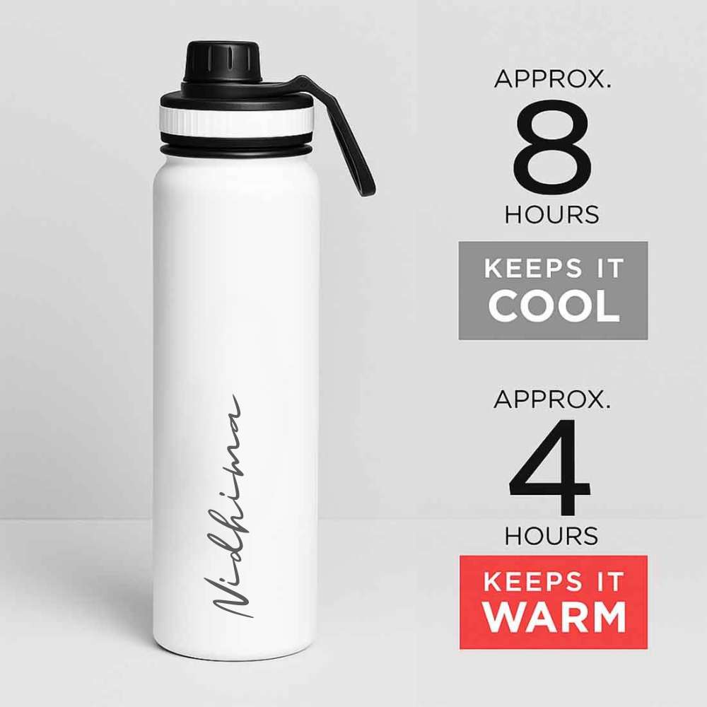 Nutcase Personalised Water Bottle 800ml Double Insulated Bottles with Name - Keeps Water Hot/Cold for Hours