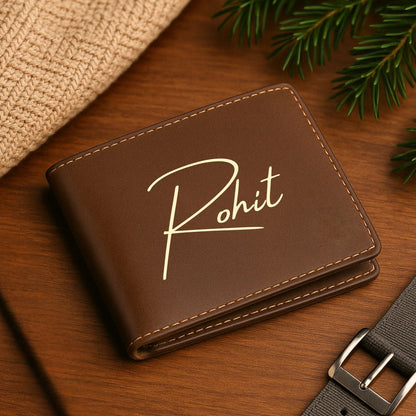 Personalized Raksha Bandhan Gift Set for Brother - Faux Leather Pouch, Wallet, Glass Holder & Rakhi - Available in Black & Brown