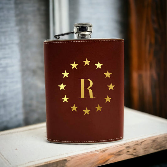 PU Leather Hip Flask With Name 8OZ Personalized Stylish Gifts For Men's