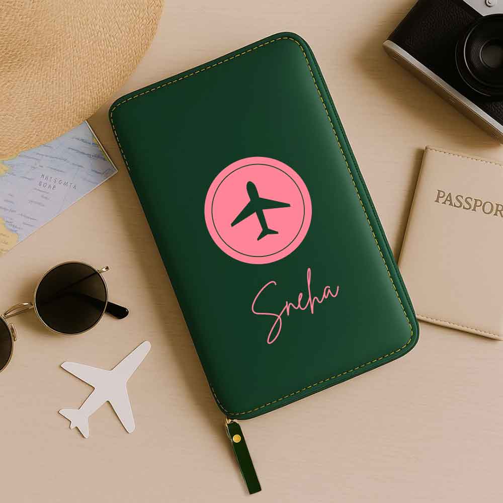 Personalized Travel Wallet with Card Slots & Luggage Tag Set