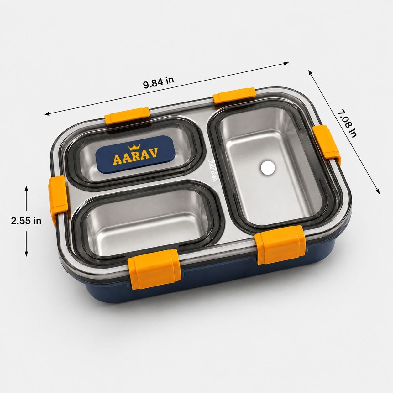 Personalized Kids Stainless Steel Lunch Box – 3-Compartment Leak-Proof