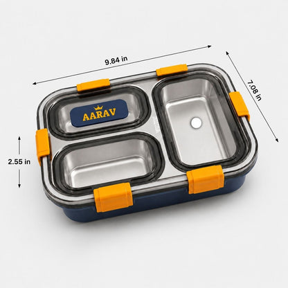 Personalized Kids Stainless Steel Lunch Box – 3-Compartment Leak-Proof