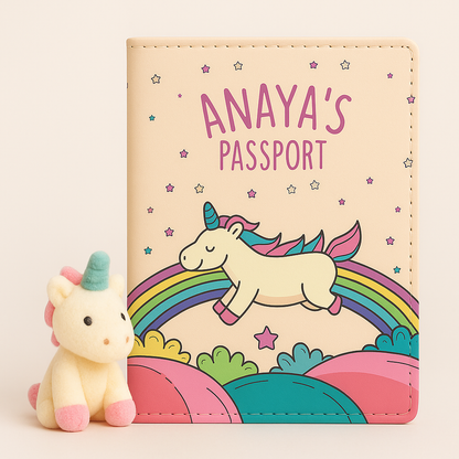 New Customized Passport Holder - Magical Unicorn Rainbows