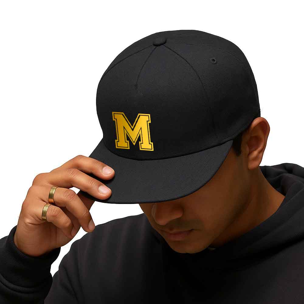 Personalized Rappers Cap for Men – Black Hip Hop Swag Cap with Initial