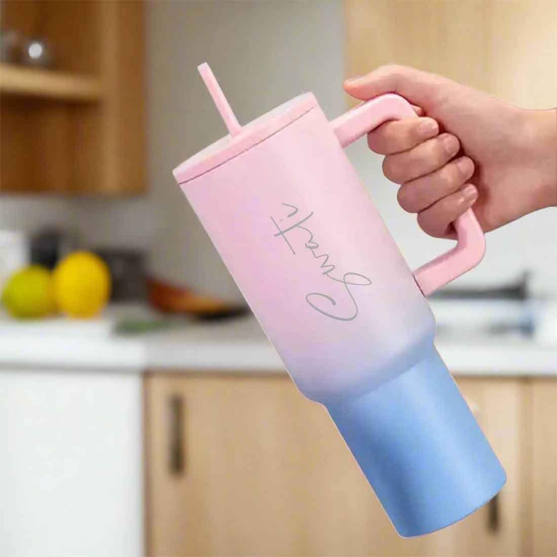 Nutcase Personalized Tumbler with Straw and Lid - Insulated Vacuum Travel Flask 1200ml