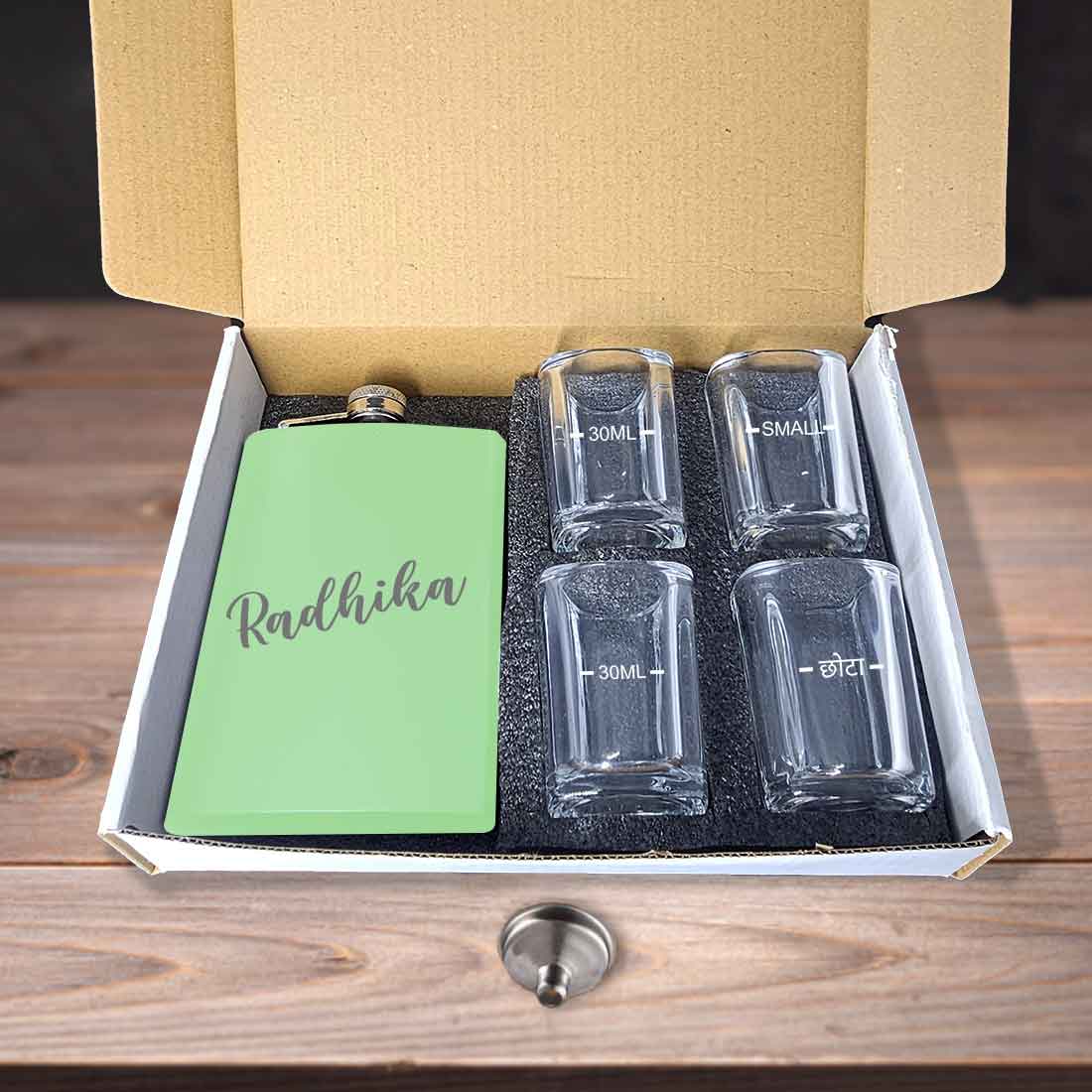 Custom Pink Girly Hip Flask - Engraved Name On Stainless Steel 8oz Whiskey Flask