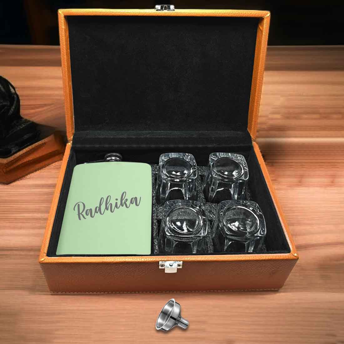 Custom Pink Girly Hip Flask - Engraved Name On Stainless Steel 8oz Whiskey Flask