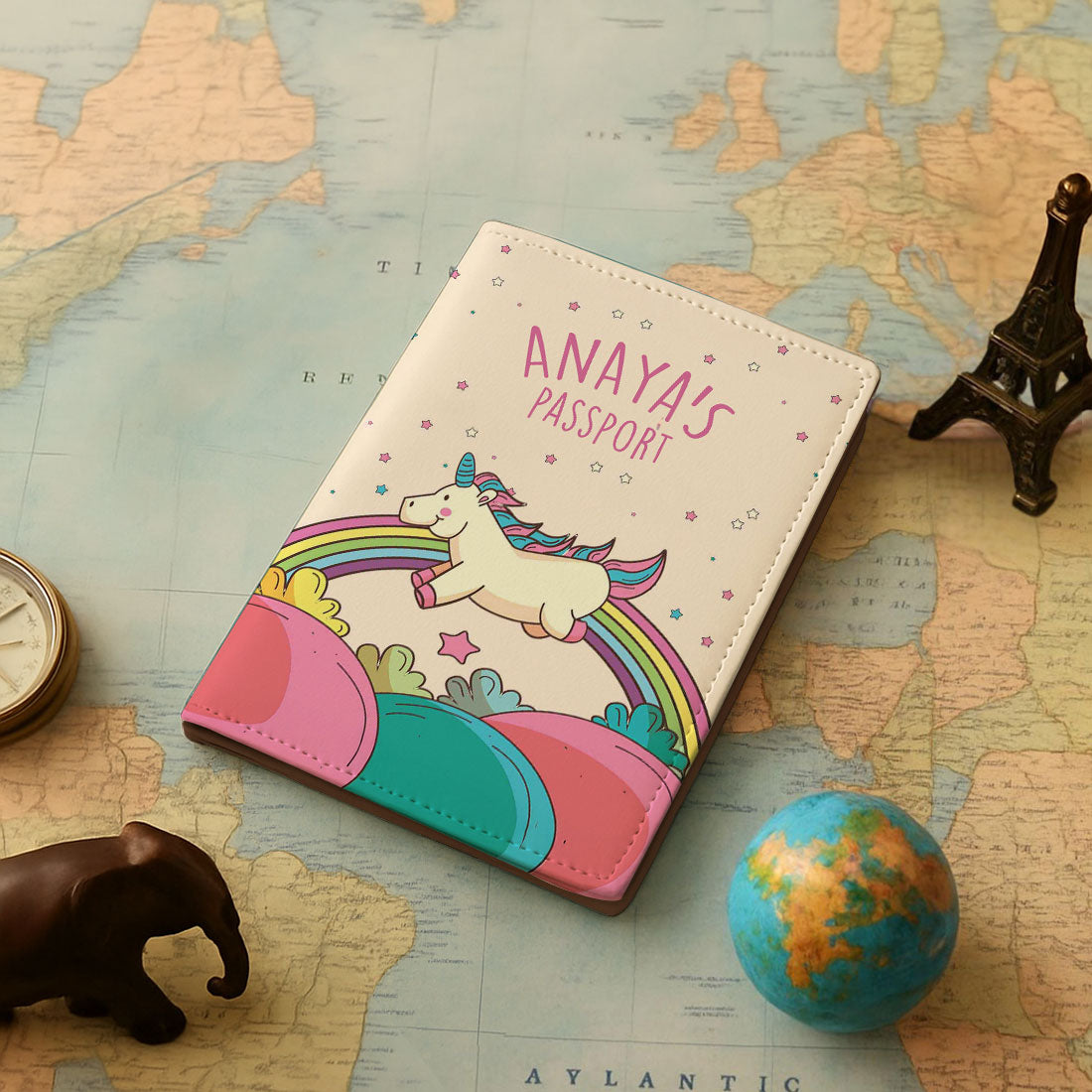 New Customized Passport Holder - Magical Unicorn Rainbows