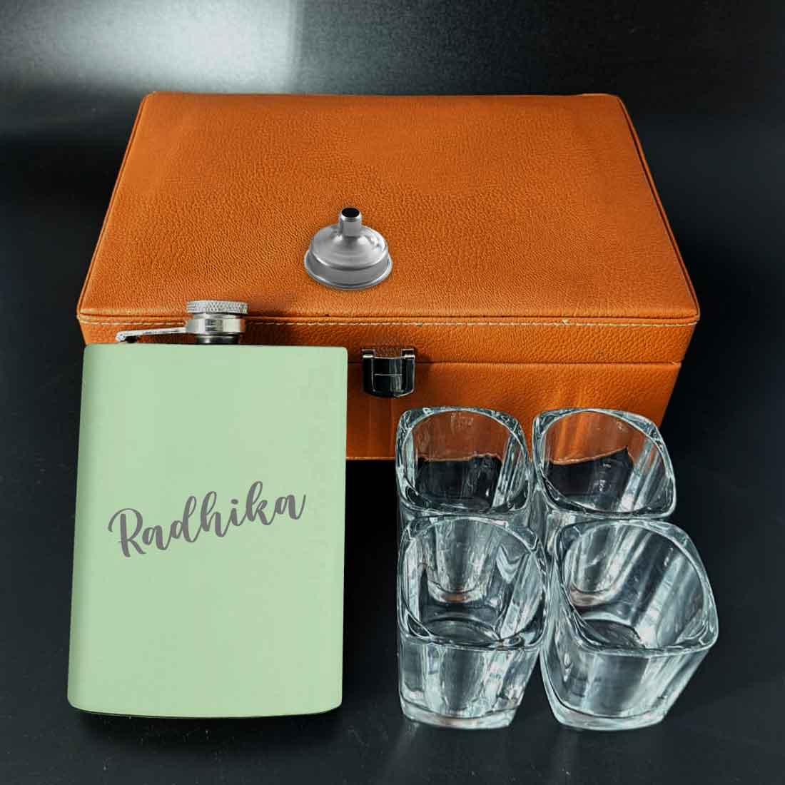 Custom Pink Girly Hip Flask - Engraved Name On Stainless Steel 8oz Whiskey Flask