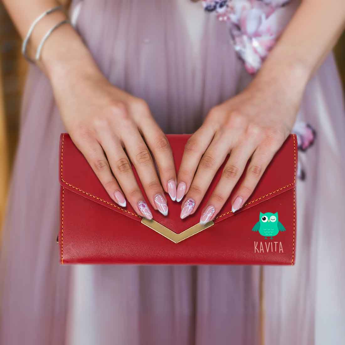 Customized Ladies Purse with Name - Faux Leather Clutch Purses for Women