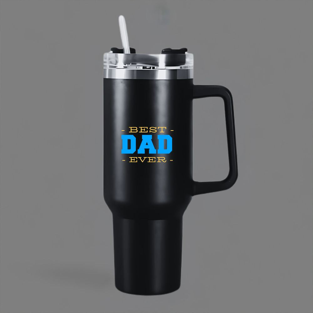 Father’s Day Mug for Dad-1200ml Insulated Coffee Tumbler with Straw & Lid - Best Dad Ever